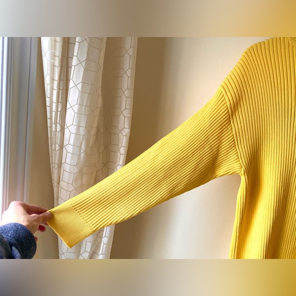 NWT Zara yellow knit long top/short dress low back knit with black ribbon detail - Picture 9 of 15